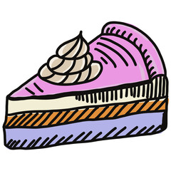 cake slice drawing cartoon, cake bread for cooking and food
