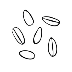 Contoured coffee beans icons. Vector simple illustration of scattered grains