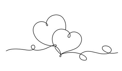 love couple heart line art vector doodle. outline valentine party element