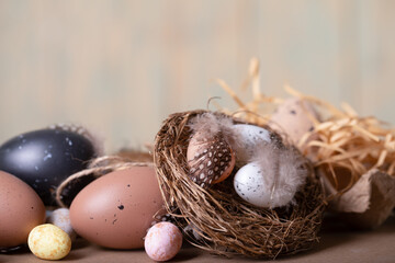 easter eggs in nest