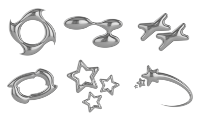 Iron star Y2K icon. Universal 3D shapes for design, projects, posters, banners and business cards. Set icons