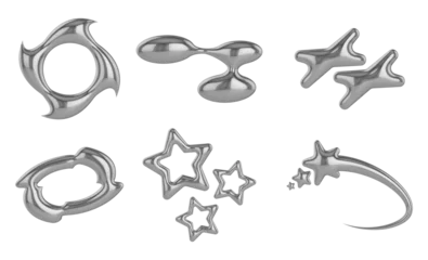 Foto op Aluminium Iron star Y2K icon. Universal 3D shapes for design, projects, posters, banners and business cards. Set icons © BonkiStudio