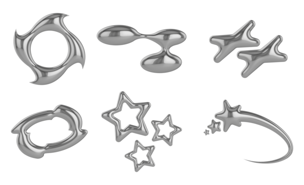 Iron star Y2K icon. Universal 3D shapes for design, projects, posters, banners and business cards. Set icons