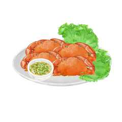 Cooked crabs on  plate 