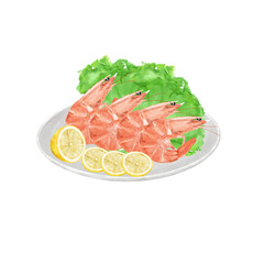 shrimp seafood with lemon and spices.