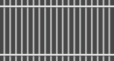 Realistic Detailed 3d Metal Fence Seamless Pattern Background on a Black Symbol of Border. Vector illustration of Prison Bars