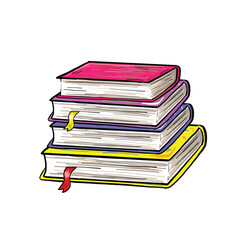 Hand Drawn Vintage Books Design Elements. Retro Style Books Illustration Isolated on White. Educational design elements. School Elements. Vector Vintage Books Design Element.