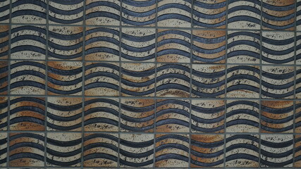 Black wavy pattern tile wall texture background