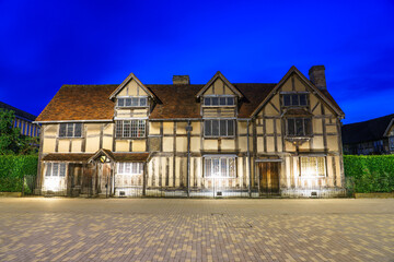 Fototapeta na wymiar William Shakespeares birthplace place on Henley street in Stratford upon Avon in England, United Kingdom