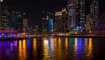 Fototapeta na wymiar Nightlife in Dubai Marina. UAE. November 16, 2012