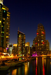 Nightlife in Dubai Marina. UAE. November 16, 2012