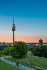 TV tower in olympiapark in the city of Munich in germany