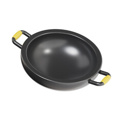 cooking pan 3d render icon illustration, transparent background, cooking and kitchen