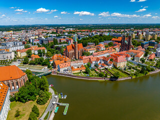 Aerial view of Wroclaw city - obrazy, fototapety, plakaty
