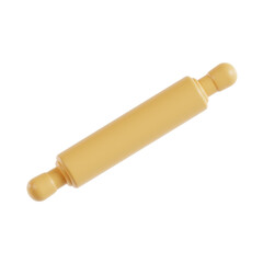 rolling pin 3d render icon illustration, transparent background, cooking and kitchen