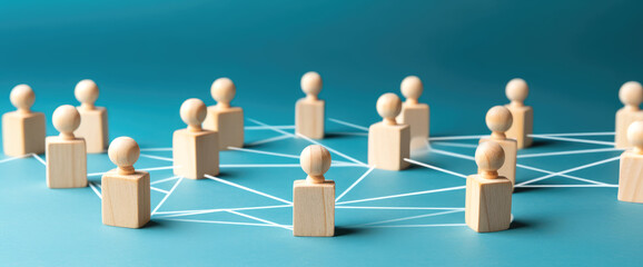 Obraz premium Connection, network, relation concept. human relation and network model diagram. Hand edited generative AI