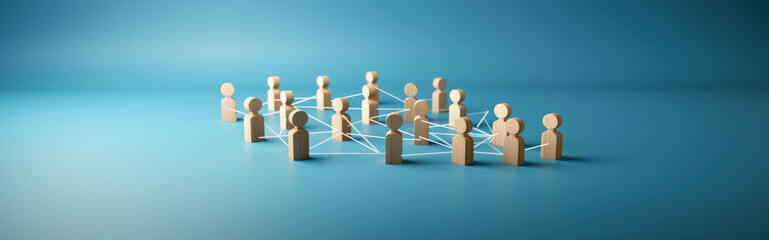 Obraz premium Connection, network, relation concept. human relation and network model diagram. Hand edited generative AI
