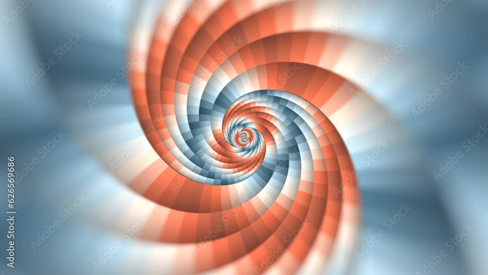 Poster minimal spiral in infinite rotation. abstract background in brown and blue color. dizzy concentric p