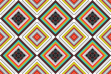 Geometric ethnic aztec seamless pattern design. Design for background, wallpaper, carpet, fabric, clothing, scarf, handkerchief. Colorful fabric background. Navajo motifs. 