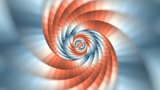 Minimal spiral in infinite rotation. Abstract background in brown and blue color. Dizzy concentric pattern. Retro backdrop for event, party, celebration, anniversary or other. Seamless loop animation