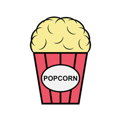 Popcorn food design icon, web corn box snack flat vector illustration element