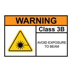 Laser radiation danger class 3B label icon, safety information symbol vector illustration
