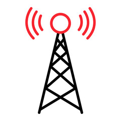 Signal tower icon, wireless technology network sign, antenna wave radio vector illustration