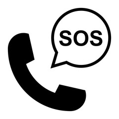 SOS help icon, safety support alert flat design, save vector illustration