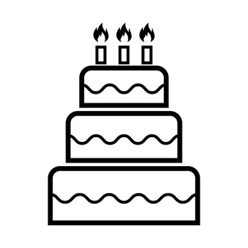 Sweet cake icon, bakery dessert food symbol, happy birthday day graphic vector illustration