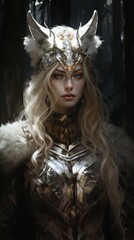 The nordic goddess freya.generative ai - obrazy, fototapety, plakaty