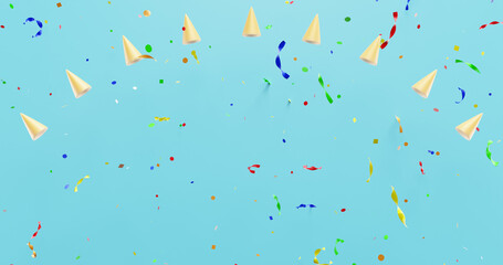 Fototapeta na wymiar Birthday holyday.Cap confetti. 3d rendering