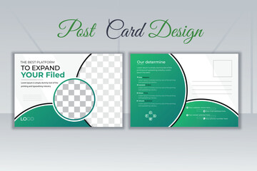 Post Card Design. Colorful And Creative  And Minimal Design. Post Card Design With Mock up