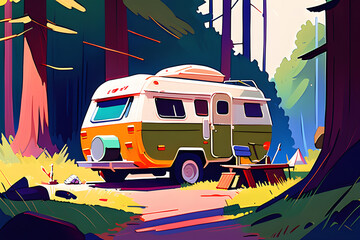 camping trailer. Generative AI 
