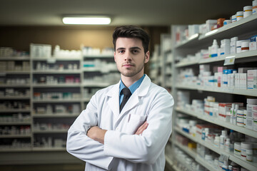 Portrait of a Young Friendly Male Pharmacist: AI Generated
