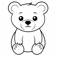 Bear, bear cartoon, bear black and white, line, cute
