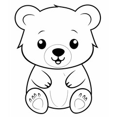 Obraz premium Bear, bear cartoon, bear black and white, line, cute