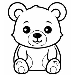 Obraz premium Bear, bear cartoon, bear black and white, line, cute