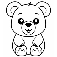Obraz premium Bear, bear cartoon, bear black and white, line, cute
