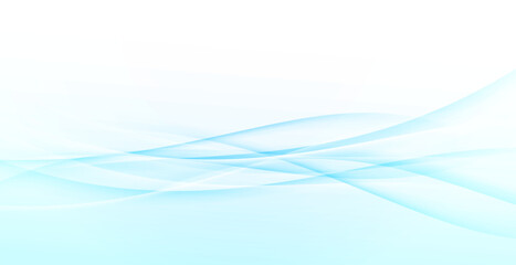 Bright blue elegant soft vivid speed lines border over light gradient background. Vector illustration