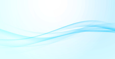 Blue vivid soft elegant swoosh smoky lines over light gradient background. Vector illustration
