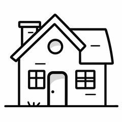 Home, house cartoon, house black and white, line, cute, house