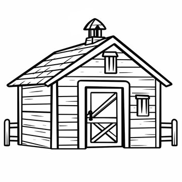 recommend clip art: stable, stable cartoon, stable black and white, line, cute,  coloring page, coloring book