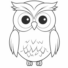 Owl, owl cartoon, owl black and white, line