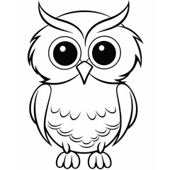 Fototapeta premium Owl, owl cartoon, owl black and white, line