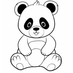 Fototapeta premium Panda, panda cartoon, panda black and white, line, cute