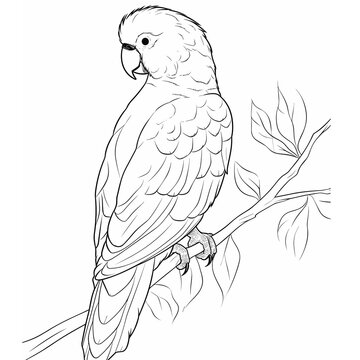 recommend clip art: Parrot, parrot cartoon, parrot black and white, line, cute,birds