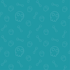 Happy Halloween seamless pattern with skull and bones