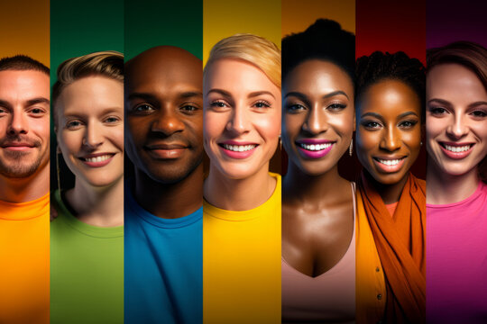 A collage of diverse faces representing the LGBTQ community , diversity concept