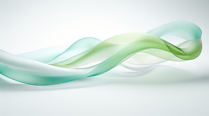 Wavy green fiber ribbon and bump with pure white background, soft curve dynamics and a delicate color gradient.