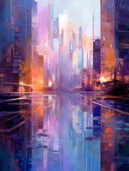 futuristic cityscape painting made with generative ai